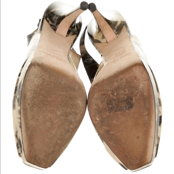 Jimmy Choo Marble Print Peep Toe Slingback Pumps - Picture 5 of 5